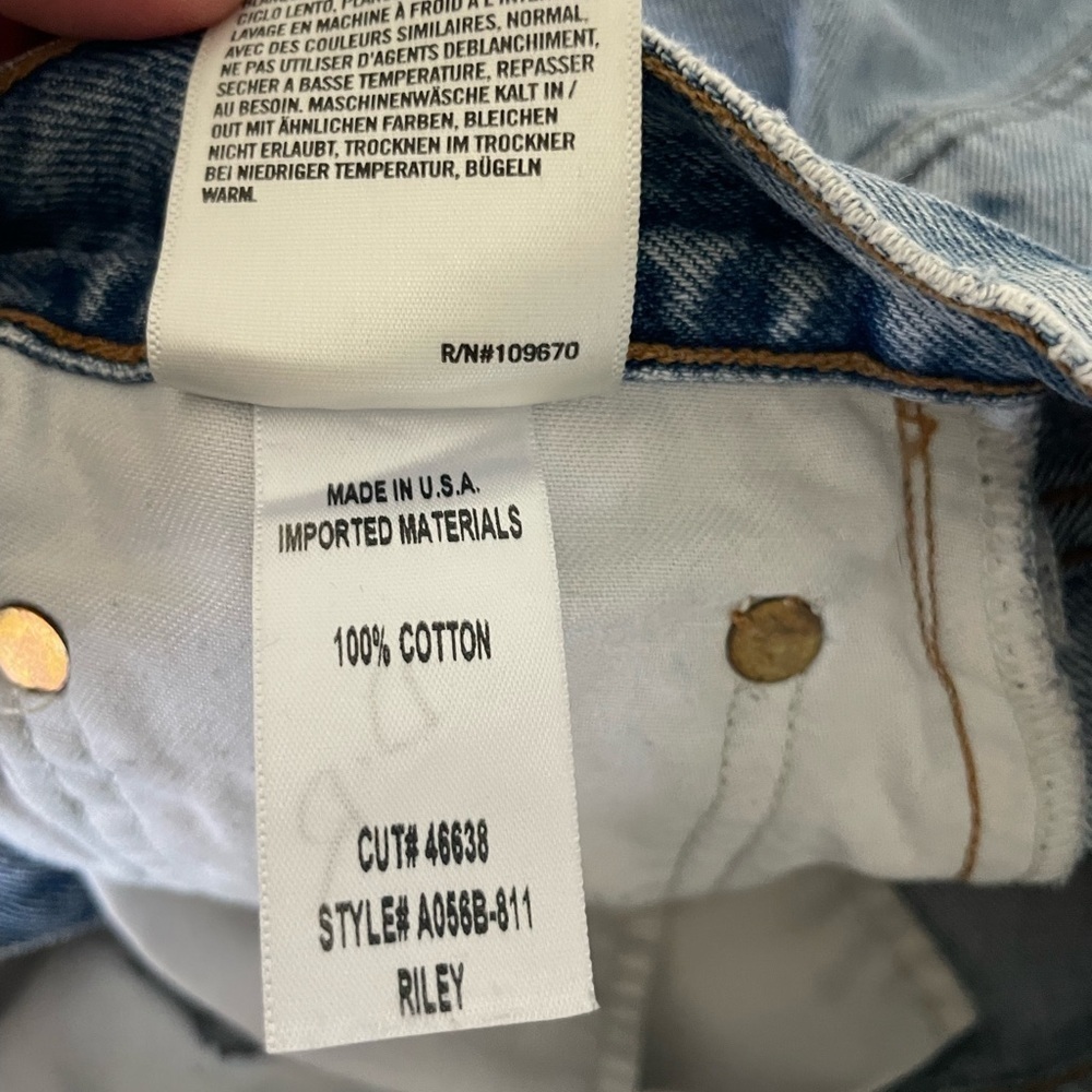 Agolde Riley Light Blue Straight Leg Raw Hem Jeans - Picture 9 of 13